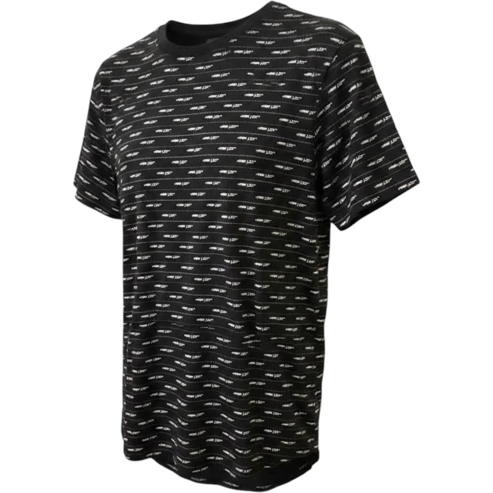 nANA Judy Mens Black All Over Logo Print Curved Hem Cotton T-Shirt Size S